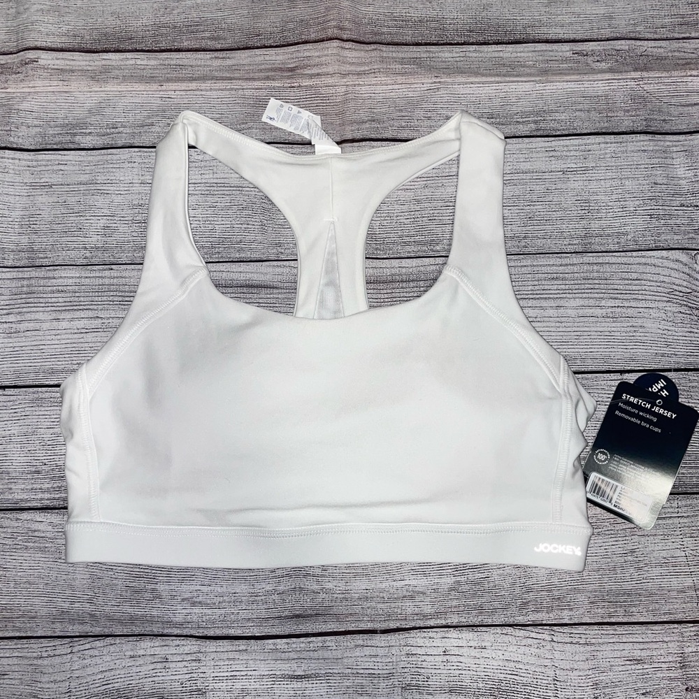 Jockey White Sports Bra Racerback Design